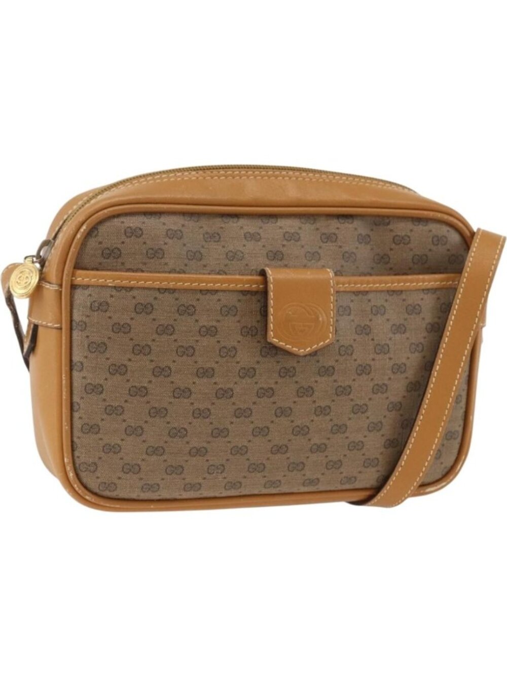GUCCI Micro GG Supreme Shoulder Bag PVC Beige Gold 007 104 0098